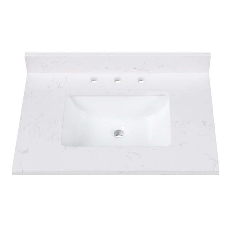 Cala White 25'' Engineered Stone Vanity Top with Sink