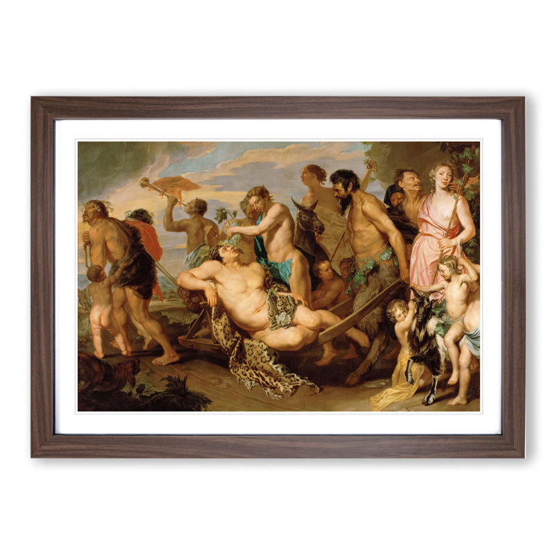 The Triumph of Bacchus by Peter Paul Rubens - Picture Frame Painting on MDF, 27cm H x 36cm W x 2cm D, Walnut Framed