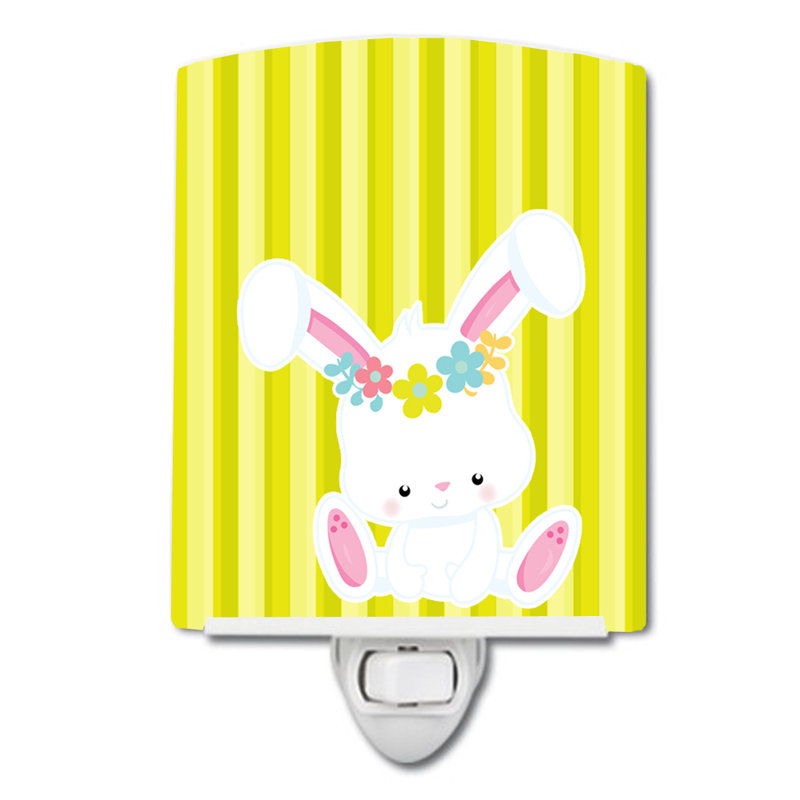 Easter Rabbit with Flowers Ceramic Night Light