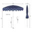 Parasol de plage solide d'extérieur rond 6,5 pi avec frange Mariner, inclinaison à bouton-poussoir, UV 50, pavillon bleu marine, mât blanc-1247867131-1247867107