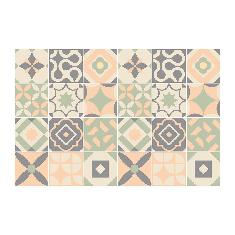 96.77cm W x 96.77cm L PVC Peel and Stick Mosaic Tile, Baby Rose/Pastel Green
