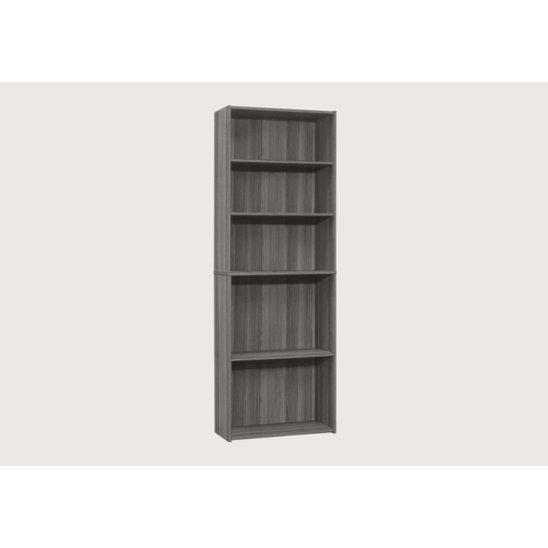 Transitional Bookcase Grey Wood-Look Shelf Unit | 3 Adjustable & 2 Fixed Shelves | Space-Saving | Anti-Tipping Hardware, Gray