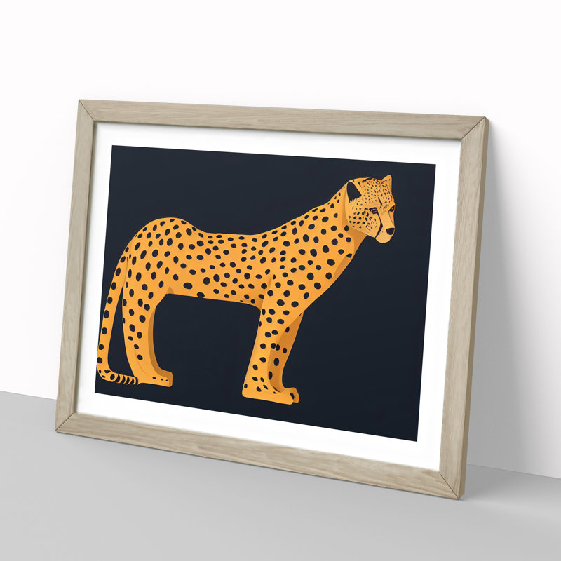 Beauteous Cheetah - Single Picture Frame Print, Oak, 46cm H x 64cm W x 2cm D