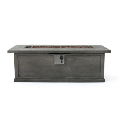 56" Outdoor 50,000 BTU Rectangular Mgo Concrete Propane Fire Pit Wood Pattern (Tank Cover Not Included)