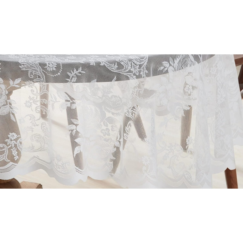 Dalainee Floral Oval Lace Tablecloth for Wedding or Special Occasions, Ivory, 104" x 60"