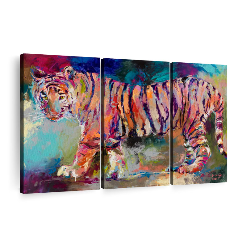 Tigre royal du Bengale sur toile, ensemble de 3 pièces, H 24 po x l 38 po x P 1,25 po
