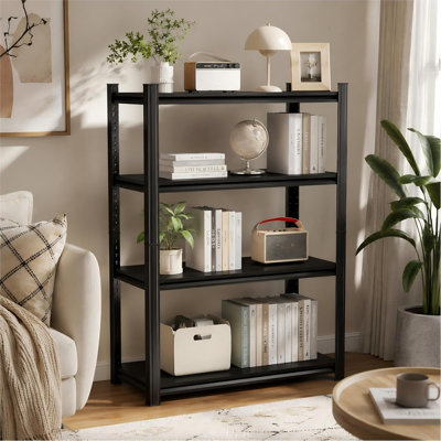Étagère de rangement en métal à 4 niveaux à hauteur réglable, support utilitaire robuste pour sous-sol, garage, entrepôt, outils, fournitures et équipement