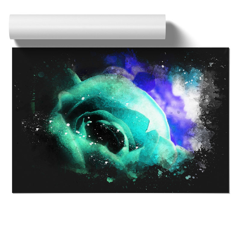 Teal Rose Flower - No Frame Painting, 59cm H x 84cm W x 0.1cm D