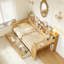 Lit de jour double en bois avec tablettes de rangement, lit multifonctionnel avec lit gigogne simple et bureau-1554009157