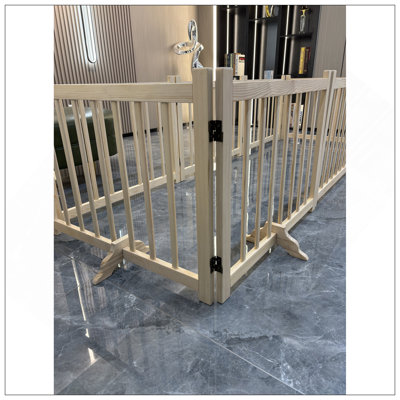 Adjustable Wooden Freestanding Dog Gates For Indoor Use, Ideal For Doorways, Stairs, And Narrow Spaces