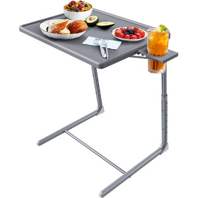 Table-plateau pliable ajustable avec 6 positions de hauteur et 3 positions d'angle - Bureau de lit portable pour ordinateur portable, repas ou travail sur canapé, canapé et plancher