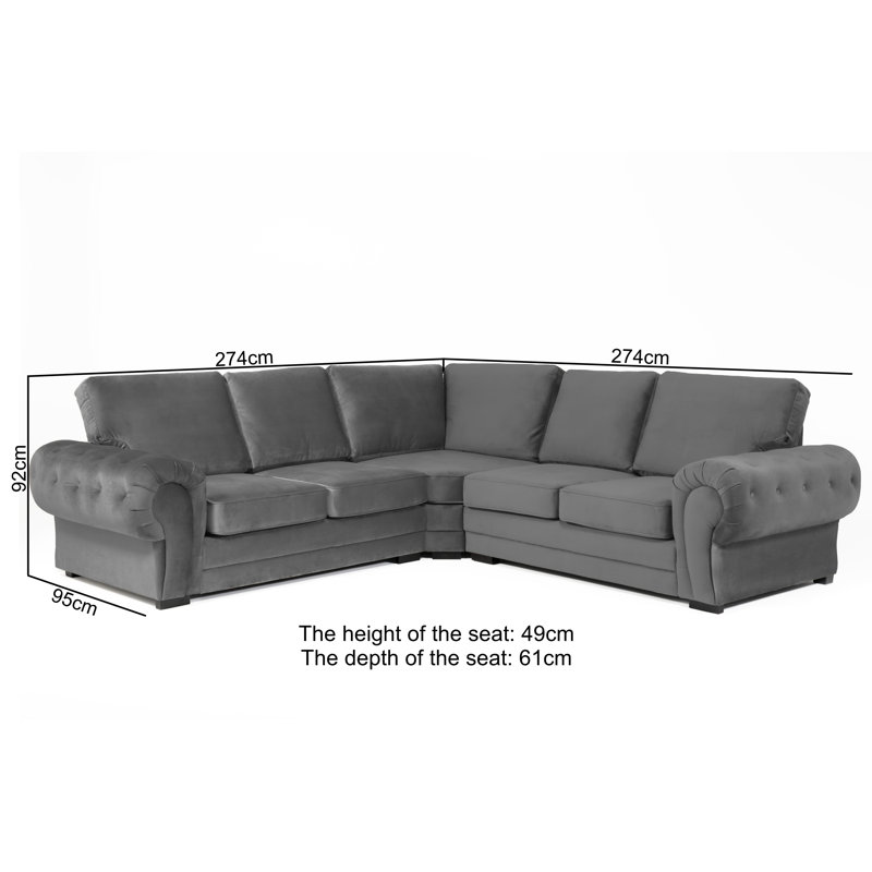 Fonda 5 Seater Velvet Corner Sofa , Asphalt