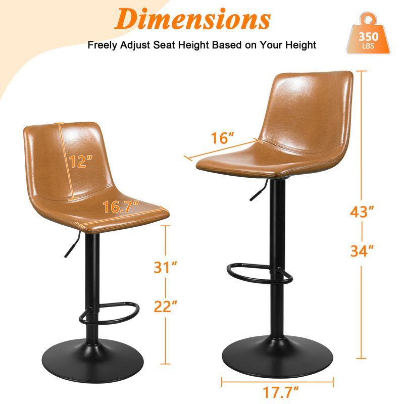 Ensemble de 2 tabourets de bar pivotants Halima Rockel, Brun, 2 