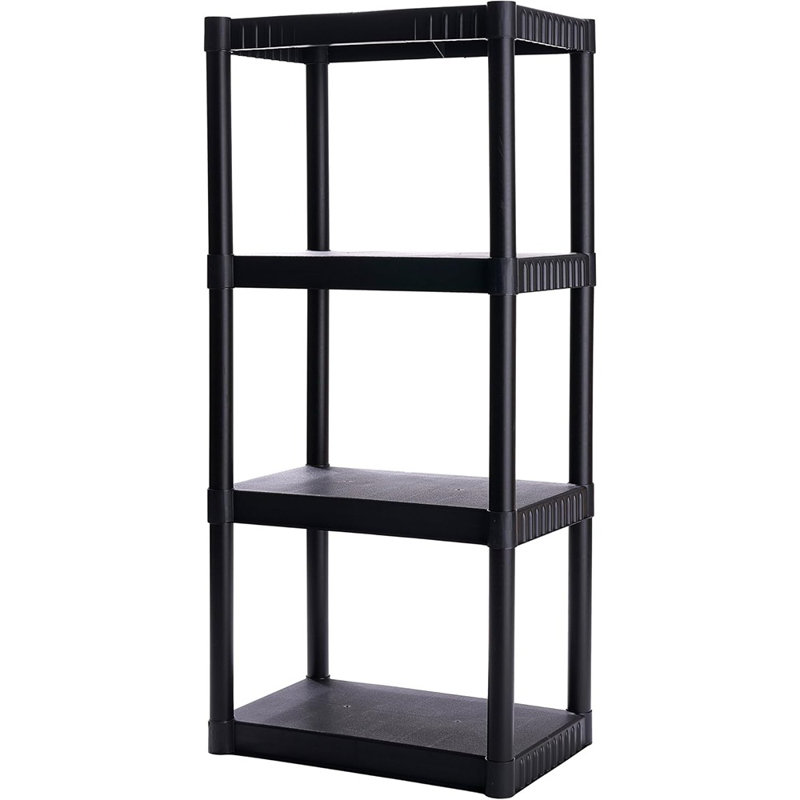 Unité de rangement en plastique durable à 4 tablettes pour garde-manger, bureau, placard et garage