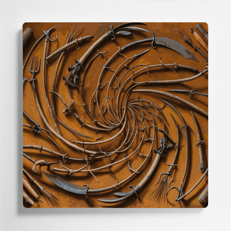 «Thanksgiving Antique Harvest outils», art mural en métal brun, 8" H x 8" W