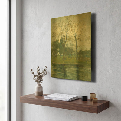 « Deux arbres se détachant sur un cours d'eau », d'après une œuvre de Piet Mondrian, tableau mural en métal, 30,5 x 40,5 cm