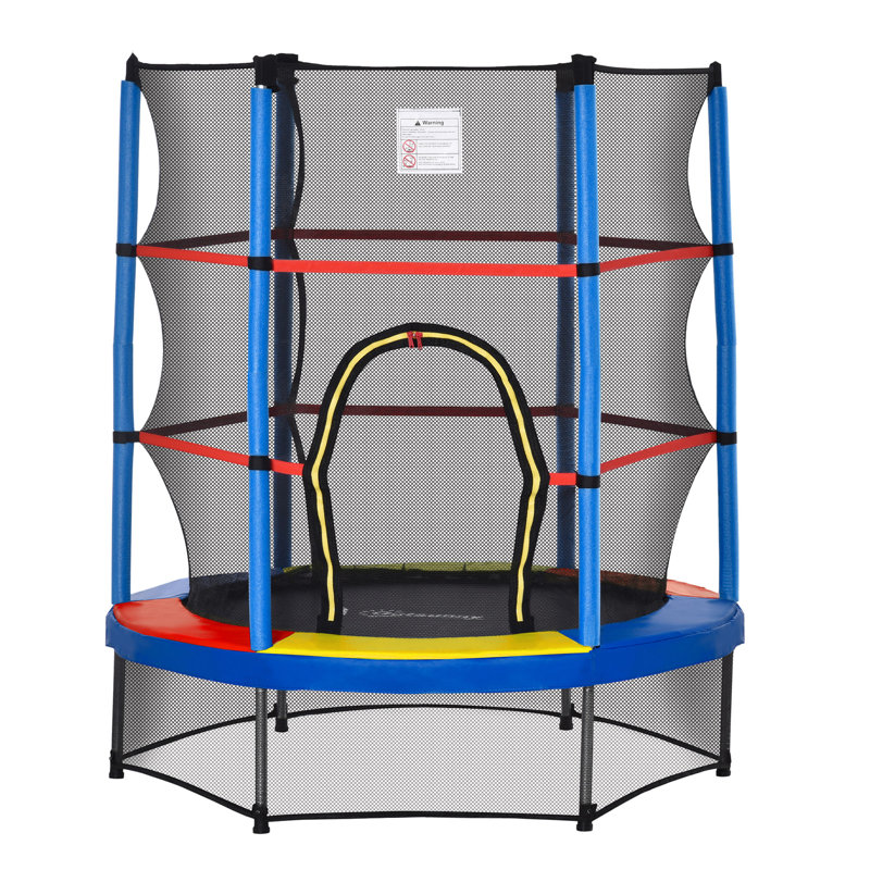 Hawkinge Freeport Park 140cm Round Backyard Trampoline with Safety Enclosure, Blue