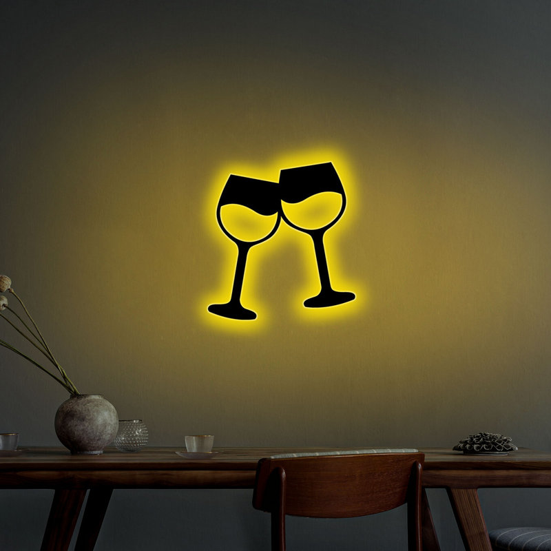 Élégant éclairage décoratif à DEL jaune avec base en panneau de fibres à densité moyenne noir (2,7 mm d'épaisseur), 14,6 po x 15,7 po | 60 DEL / m, 350 lumens, adaptateur 12A 1V DC, cordon de 375 cm | Système de suspension murale intégré, durée de vie de 50 000 heures