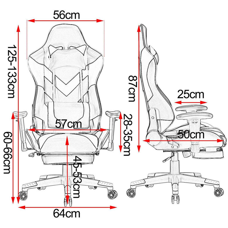 Inbox Zero PC & Racing Game Chair, Red