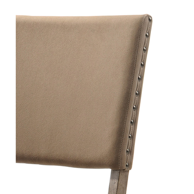 2 pièces pour salle à manger avec finition en bois flotté imprimé style rustique, siège et dossier en microfibre, garniture cloutée, construction, l 20 po x P 25 po x H 40 po, chaises à assembler