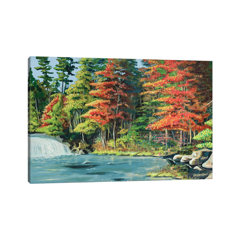 «Run River II» par Andy Beauchamp - peinture sur toile tendue, H 40 po x l 60 po x 1,5 po