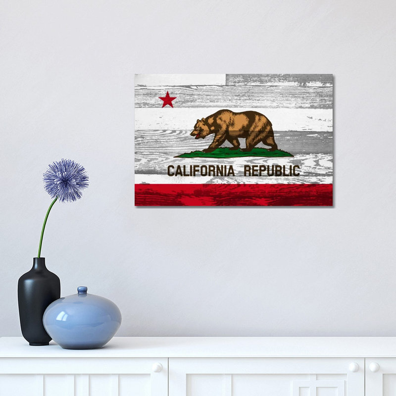 California State Flag On Wood Panels - Wrapped Canvas Print, 30.48 cm H x 45.72 cm W