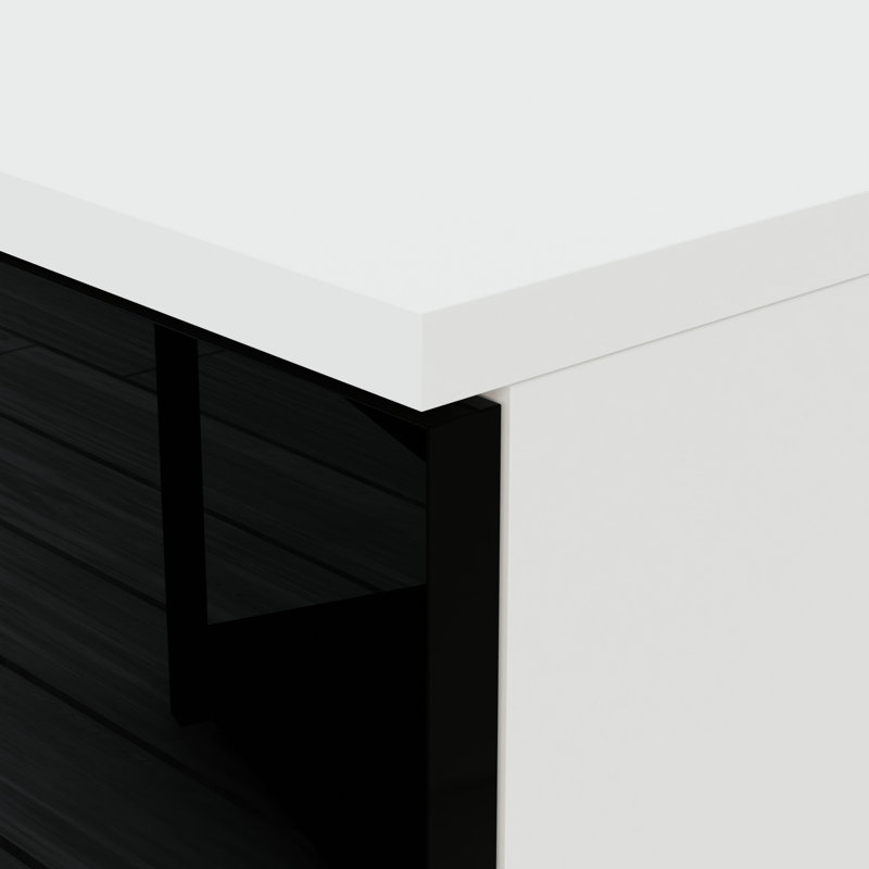 Varonique 2 Drawer Bedside Table, White/Black, Black