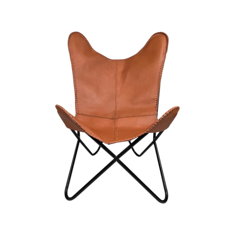Tan Butterfly Chair, Brown/Black