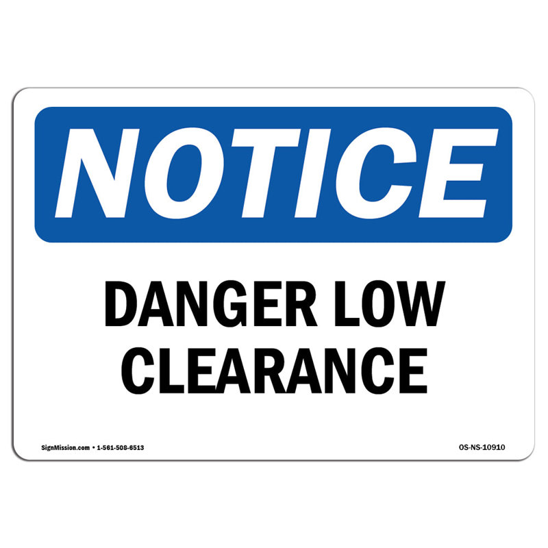 Danger Low Clearance Sign