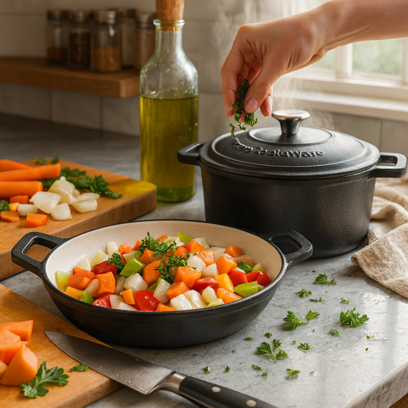 Argon Tableware 2pc Cast Iron Casserole Dish Set, 4.5 L, Black