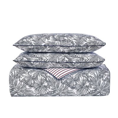 Tommy Hilfiger Tropical Floral Printed Duvet Cover Set, White & Navy -  15T1160-FQ-W1-D2