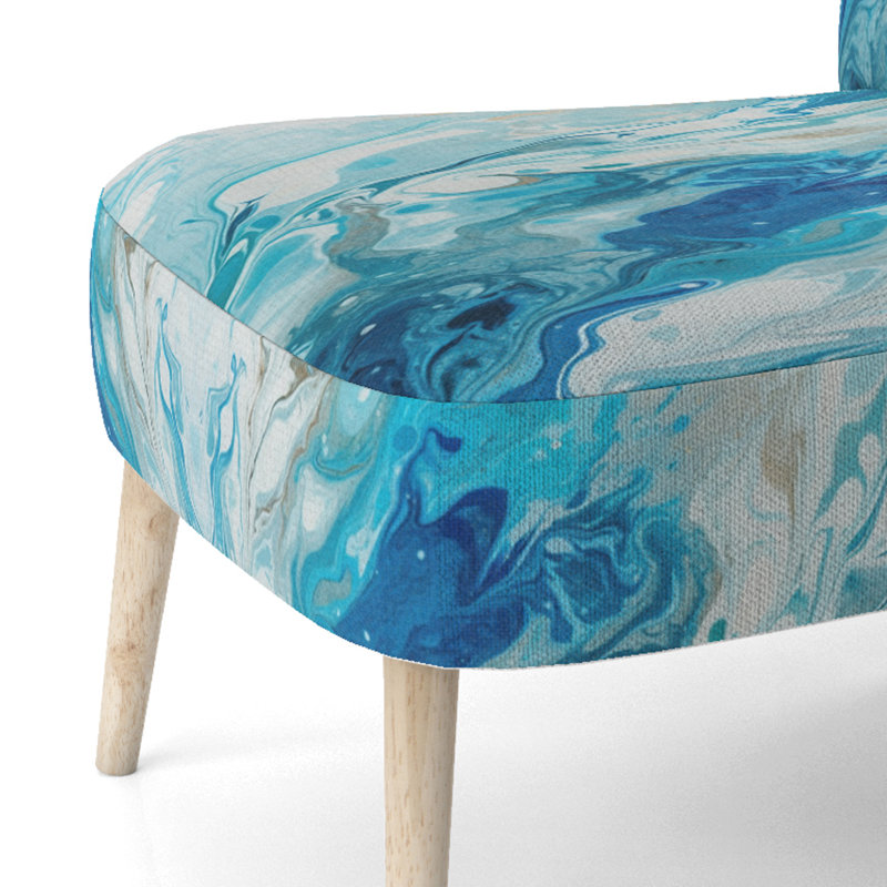Chaise d'appoint rembourrée bleue et blanche Embrachant l'inconnu I - Chaise d'appoint contemporaine bleue