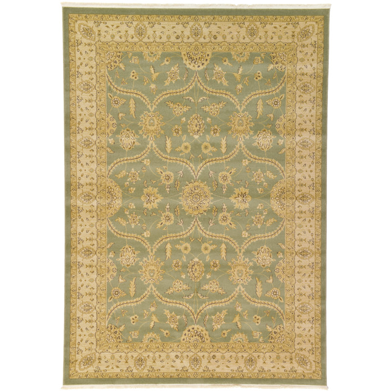 Tapis vert clair / beige Moore, Rectangle 7 pi 1 po x 10 pi