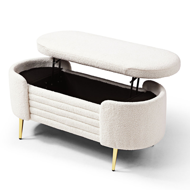 Banc rembourré moderne avec rangement pour chambre à coucher, salon, vestibule, Beige