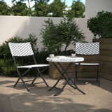 Three Piece Folding Set in PE Rattan with Metal Frames for Indoor and Outdoor Use