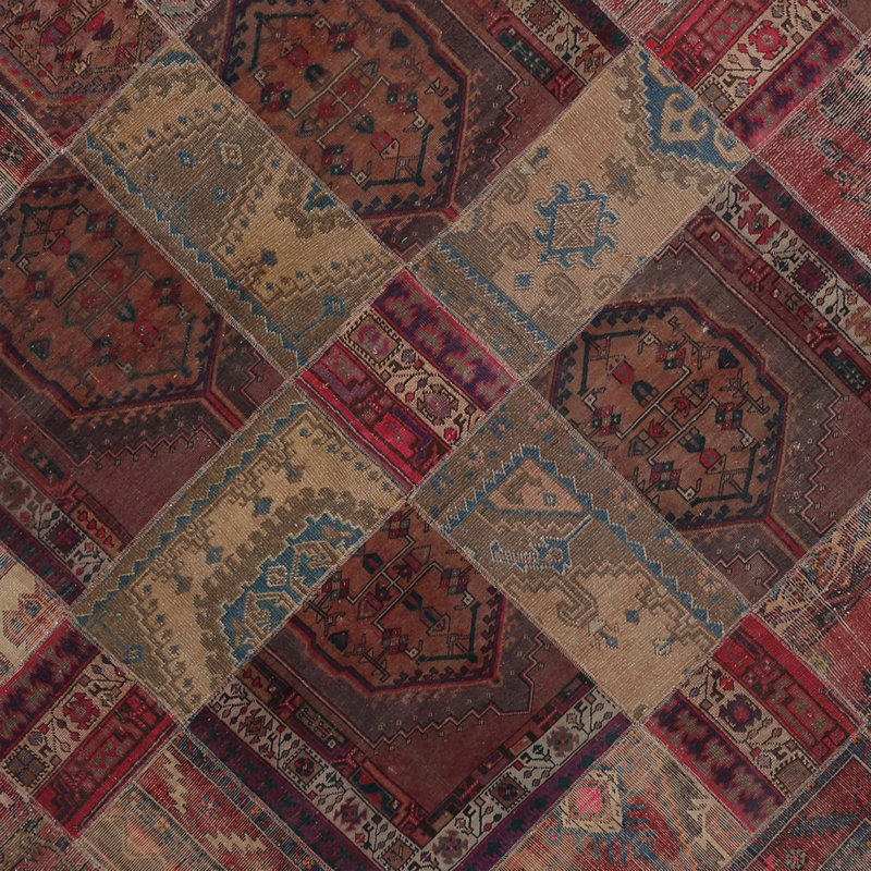 Anvi One-of-a-Kind 8'5" X 9'9" Wool Area Rug in Red/Beige/Ivory/Blue