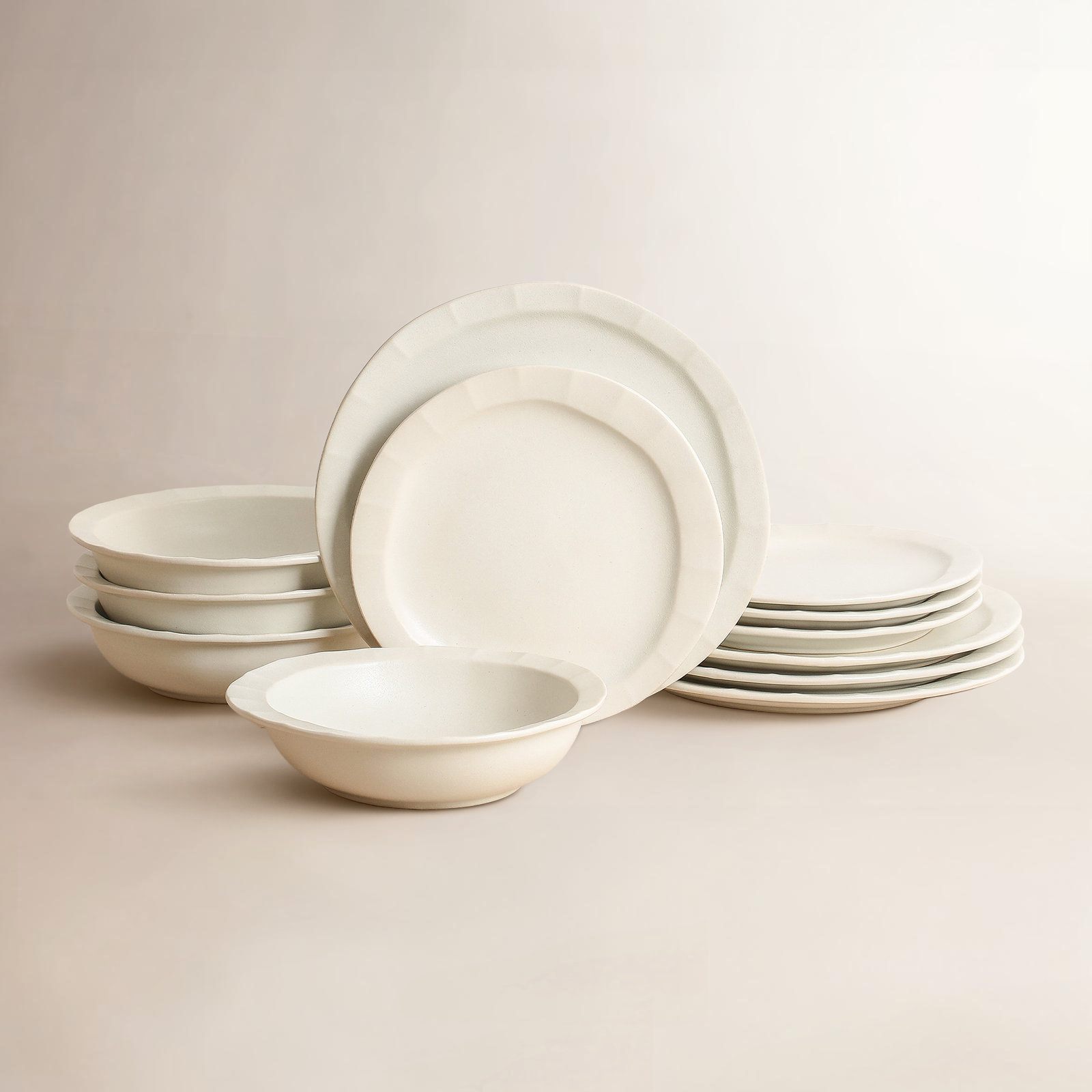 Stone Lain Oasis 12-Piece Dinnerware Set Stoneware, White