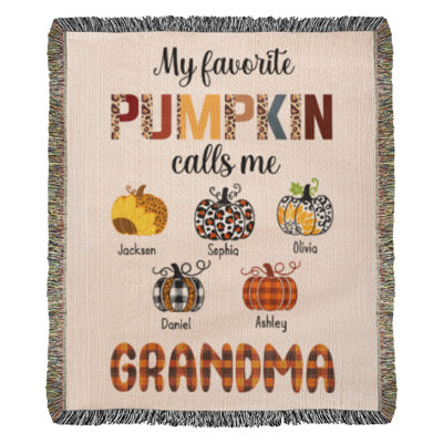 Couverture tissée personnalisée avec grand-mère citrouille