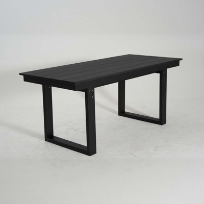 67" HDPE Outdoor Dining & Meeting Table, Seats 6, Space-Saving Chair Slide-In