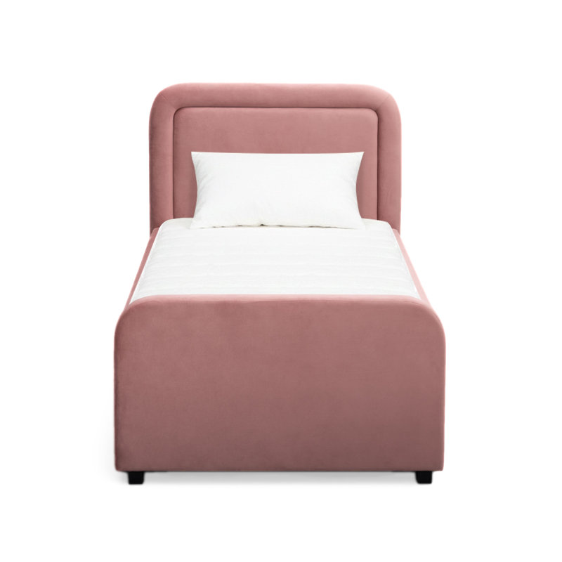 Lit gigogne Briella en velours saumon, Rose