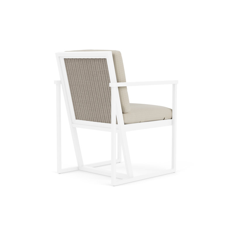 Summit Outdoor Dining Armchair, Linen, Beach Natural, White