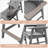 HDPE Tall Outdoor Adirondack Chair Set with DoubleRemovable Trays in Gray