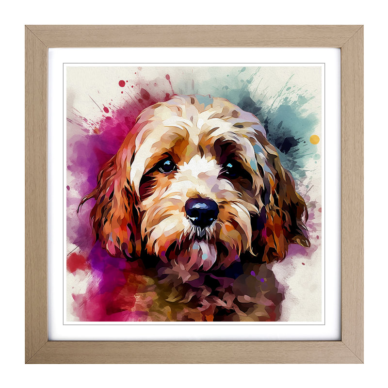 Cockapoo Digital Art No.1 - Framed Print, Oak