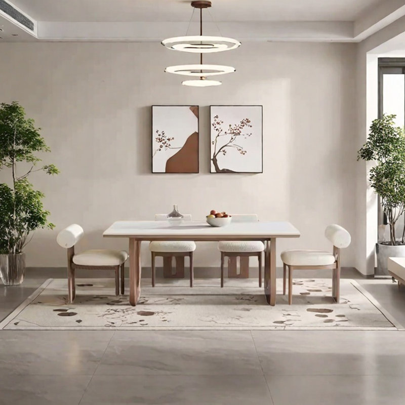 Ensemble de table de salle à manger unique en pierre frittée, H 29,53 po x L 59,06 po x l 31,5 po