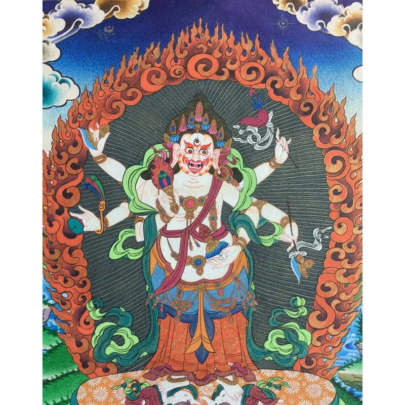 Blanc Mahakala Thangka (Thangka sans brocart)