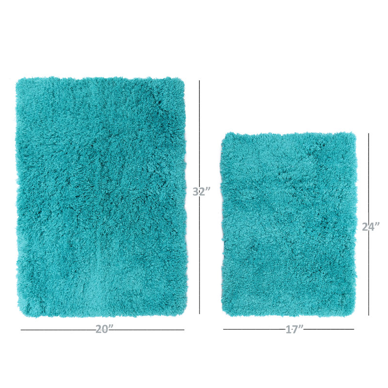 Kriner Luxury Ultra Soft Bathroom Rugs with Non-Slip Backing (Set of 2), Teal