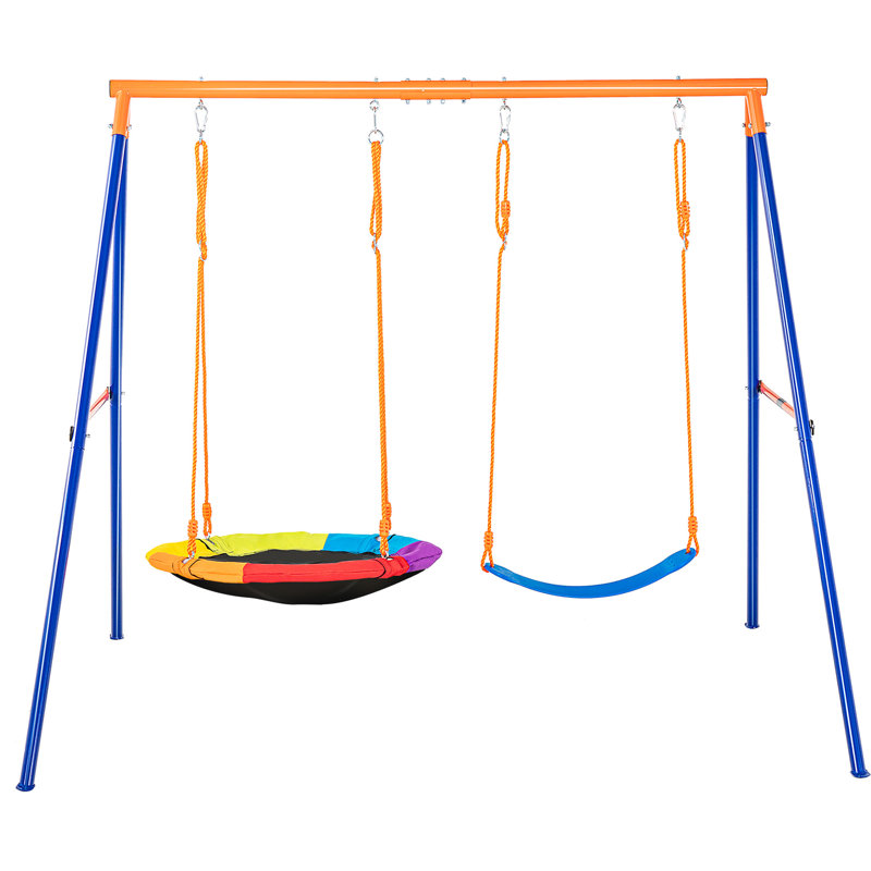 Balançoire pour cour arrière avec support en métal 1 siège de ceinture de soucoupe Cordes à capacité de poids élevée pour boucles robustes