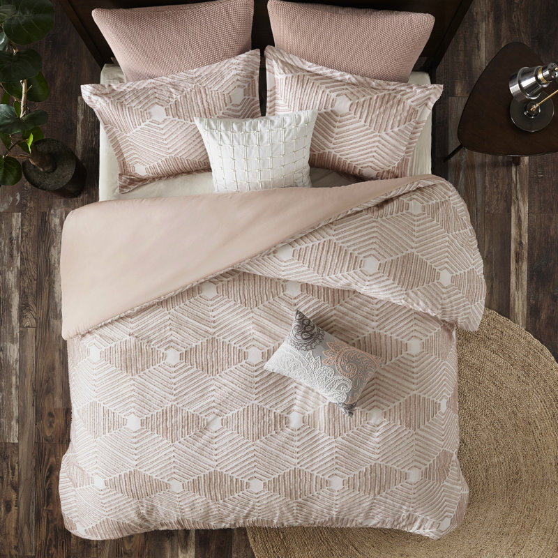 Édredon en coton Blush - confortable et élégant respirant, Édredon double et 2 taies décoratives