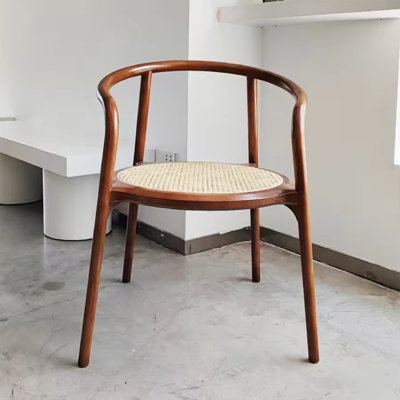 Chaise en bois et rotin