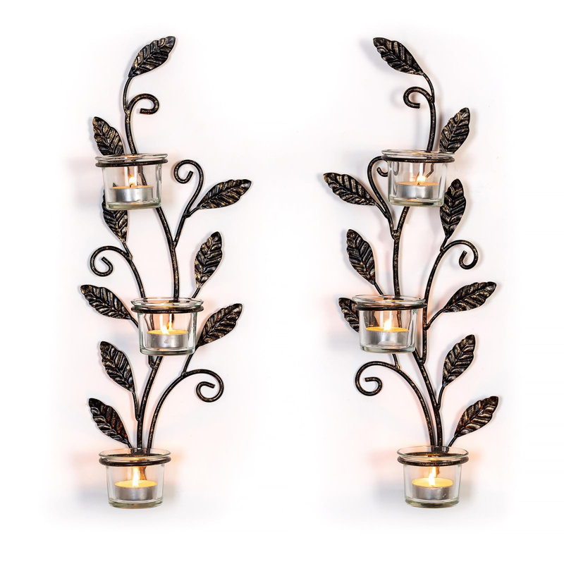 Wall Sconces Candle Holder - Wall Candle Holder Black Tea Light Candle Sconce Vintage Wall Sconce Set Of 2 For Living Room Wall Mount Candle Sconces For Bathroom Dining Room